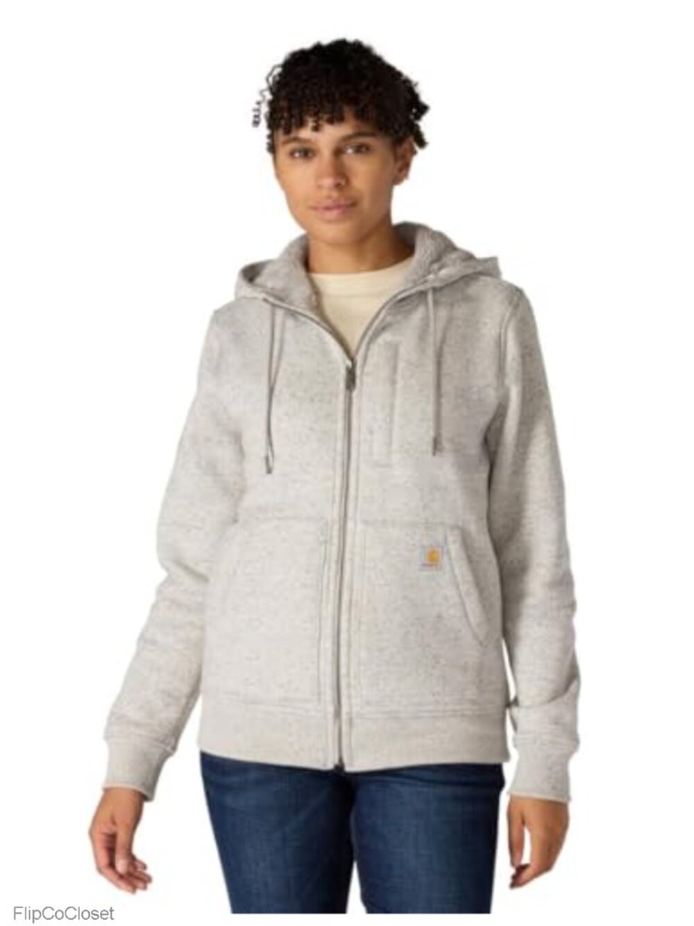 Relaxed Fit Sherpa-Lined Full-Zip Sweatshirt Hoodie